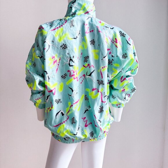 Vintage Puma Volleyball Print Turquoise Bright 2 Piece Warm up Track Suit 42/M - Picture 11 of 16